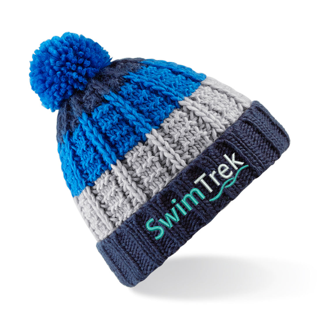 SwimTrek  Blue & Grey Bobble Hat